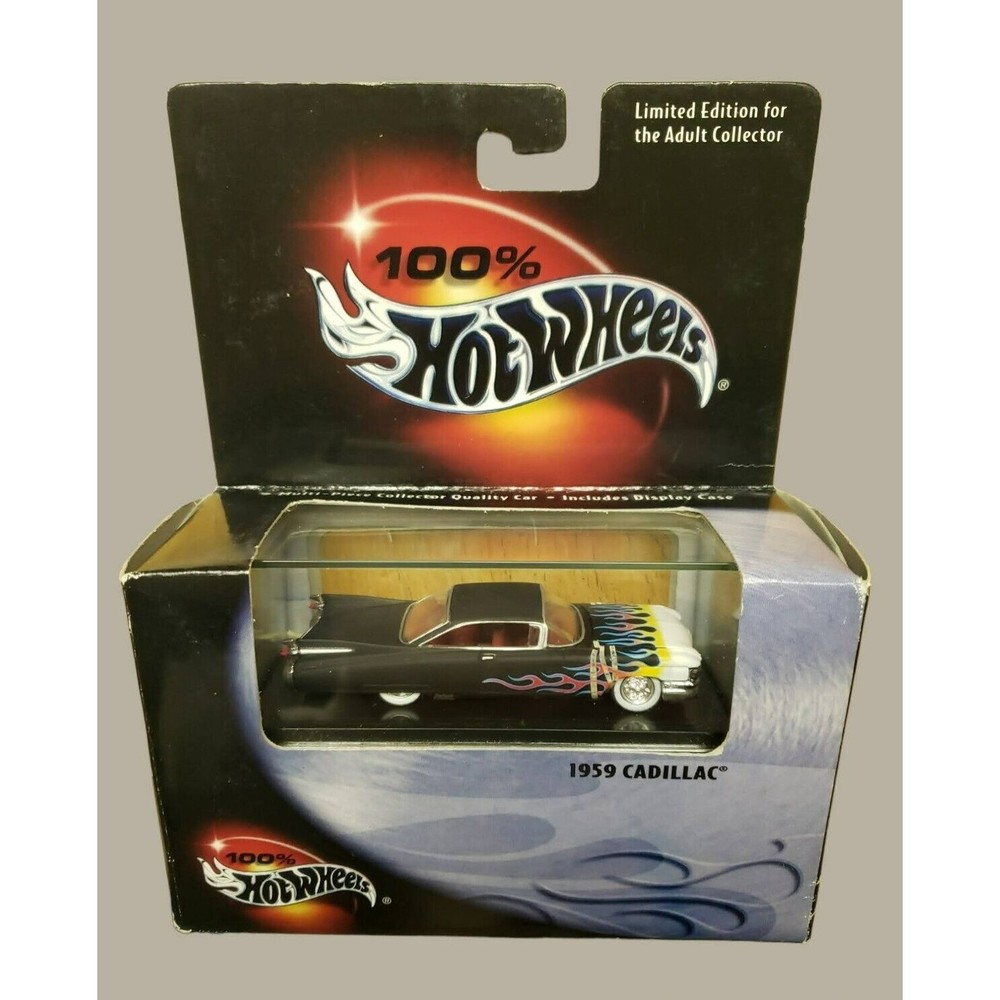 2000 Hot Wheels 100% 1959 Cadillac Black W/ Flames 1:64 MIB Limited Edition